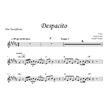 Despacito - Luis Fonsi - Despacito ft. Daddy Yankee, Alto Saxophone (Eb- Instrument)